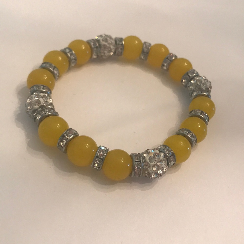 Yellow beaded jeweled bracelet or anklet